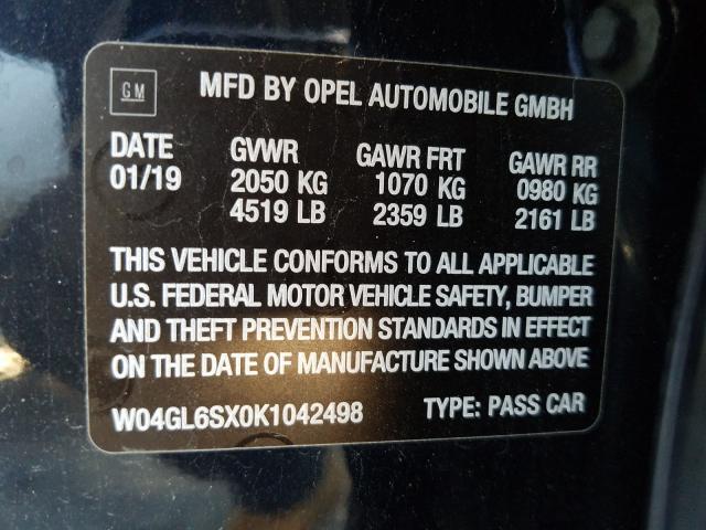 Photo 9 VIN: W04GL6SX0K1042498 - BUICK REGAL PREF 