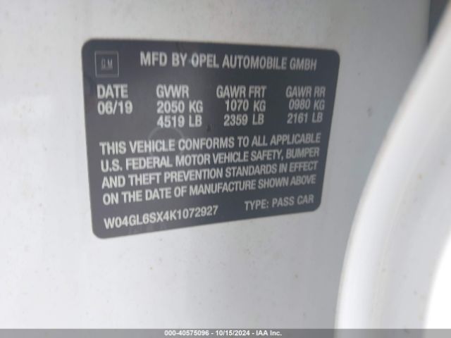 Photo 8 VIN: W04GL6SX4K1072927 - BUICK REGAL 