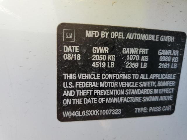 Photo 12 VIN: W04GL6SXXK1007323 - BUICK REGAL PREF 