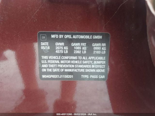 Photo 8 VIN: W04GP6SX1J1158201 - BUICK REGAL 