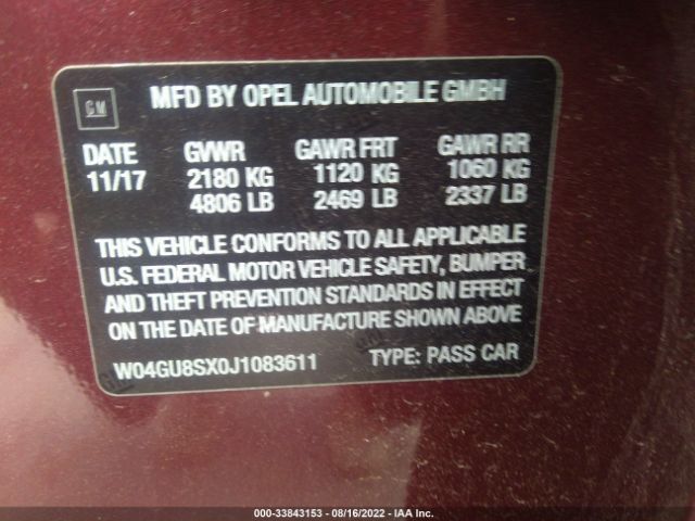 Photo 8 VIN: W04GU8SX0J1083611 - BUICK REGAL TOURX 