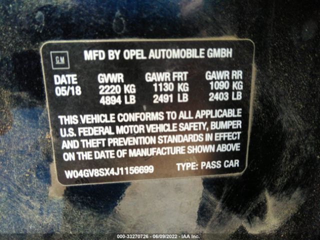 Photo 8 VIN: W04GV8SX4J1156699 - BUICK REGAL TOURX 