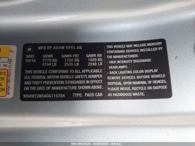 Photo 8 VIN: W04WT3N54GG115784 - BUICK CASCADA 