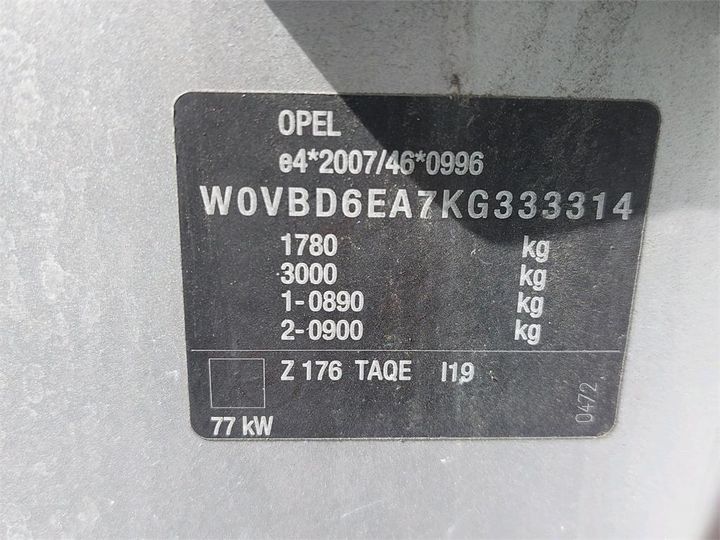 Photo 8 VIN: W0VBD6EA7KG333314 - OPEL ASTRA 