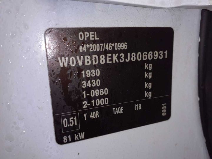 Photo 11 VIN: W0VBD8EK3J8066931 - OPEL ASTRA 1-6 D 