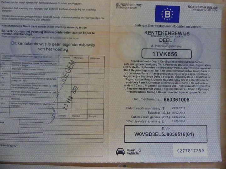 Photo 2 VIN: W0VBD8EL5J8036516 - OPEL ASTRA SP.TOURER 