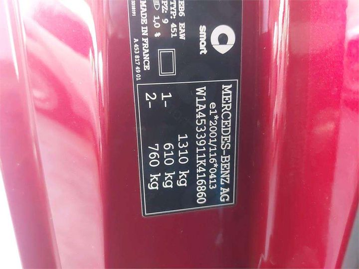 Photo 8 VIN: W1A4533911K416860 - SMART FORTWO COUPE 