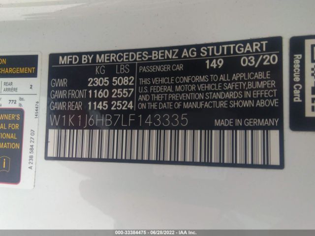 Photo 8 VIN: W1K1J6HB7LF143335 - MERCEDES-BENZ E-CLASS 