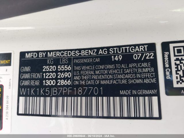 Photo 8 VIN: W1K1K5JB7PF187701 - MERCEDES-BENZ E-CLASS 