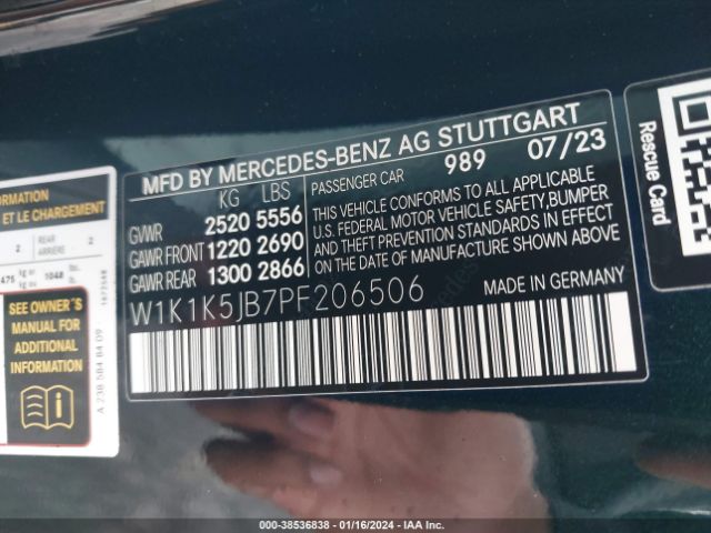 Photo 8 VIN: W1K1K5JB7PF206506 - MERCEDES-BENZ E 450 