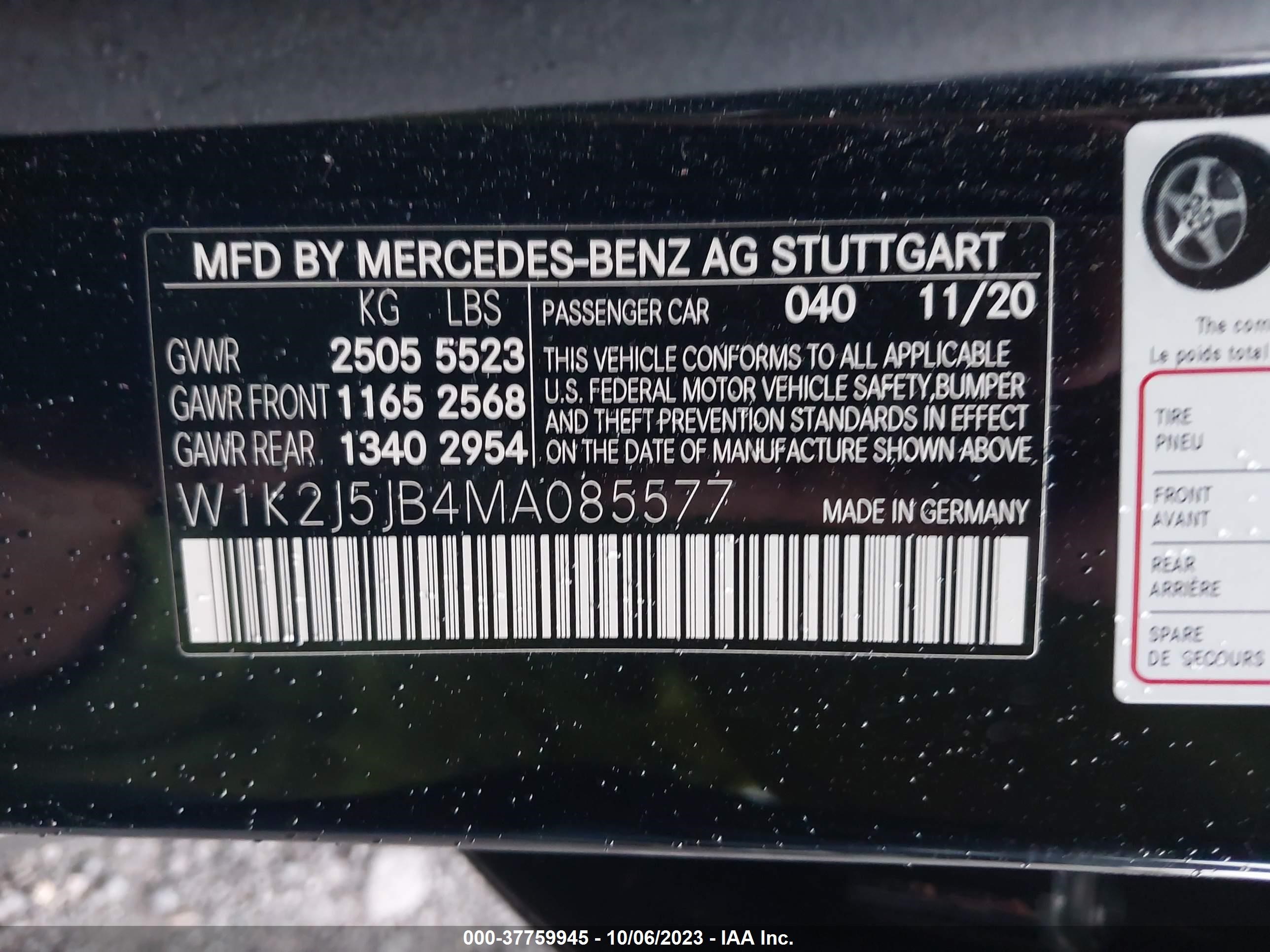 Photo 8 VIN: W1K2J5JB4MA085577 - MERCEDES-BENZ CLS 