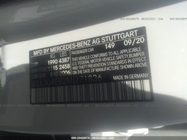 Photo 8 VIN: W1K3G4EB2MJ271836 - MERCEDES-BENZ A-CLASS 