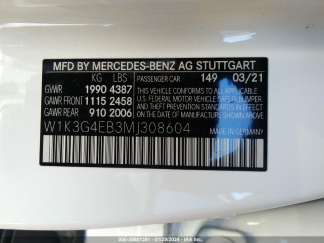 Photo 8 VIN: W1K3G4EB3MJ308604 - MERCEDES-BENZ A 220 