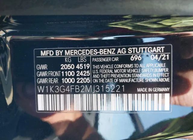 Photo 8 VIN: W1K3G4FB2MJ315221 - MERCEDES-BENZ A 220 