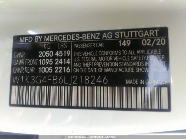 Photo 8 VIN: W1K3G4FB6LJ218246 - MERCEDES-BENZ A 220 