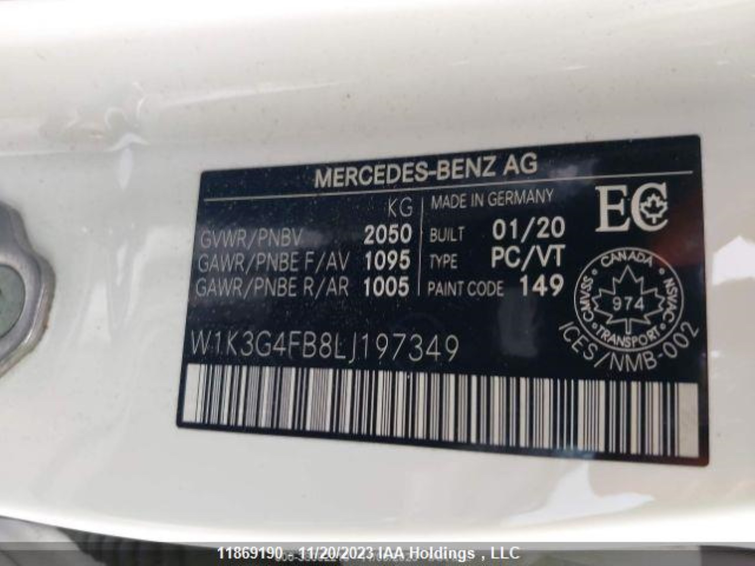 Photo 10 VIN: W1K3G4FB8LJ197349 - MERCEDES-BENZ A-KLASSE 