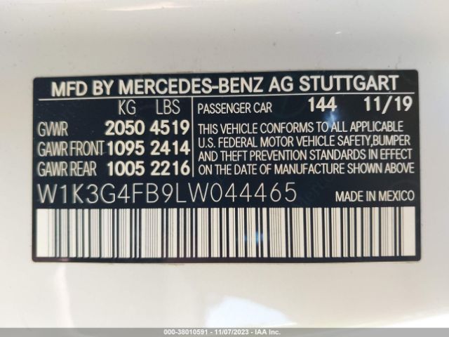 Photo 8 VIN: W1K3G4FB9LW044465 - MERCEDES-BENZ A 220 