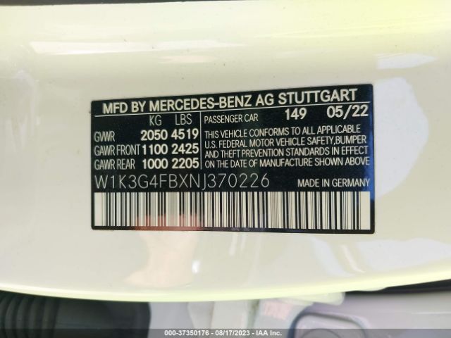 Photo 8 VIN: W1K3G4FBXNJ370226 - MERCEDES-BENZ A 220 