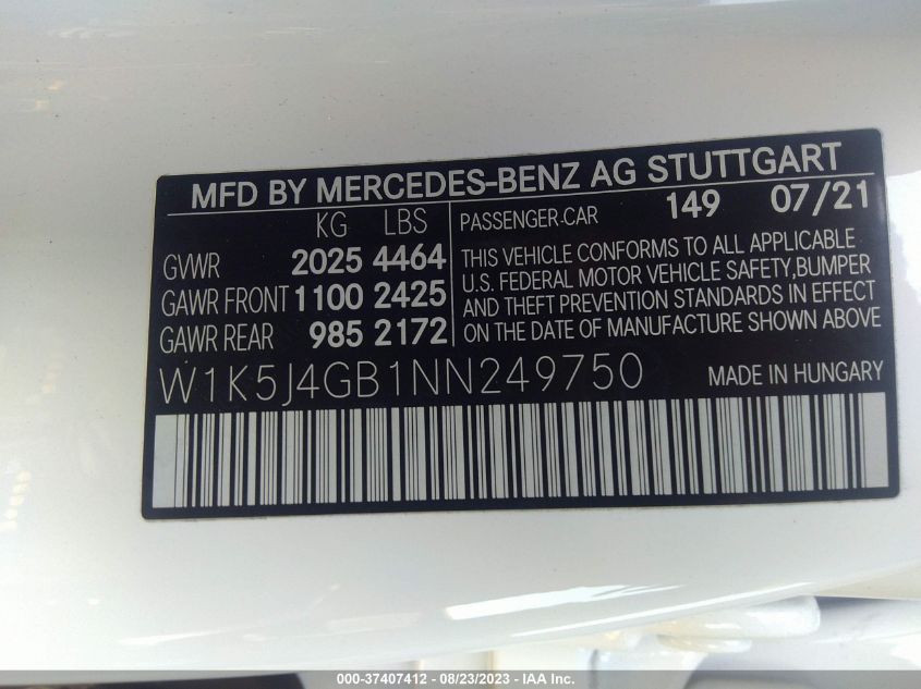 Photo 8 VIN: W1K5J4GB1NN249750 - MERCEDES-BENZ CLA-KLASSE 