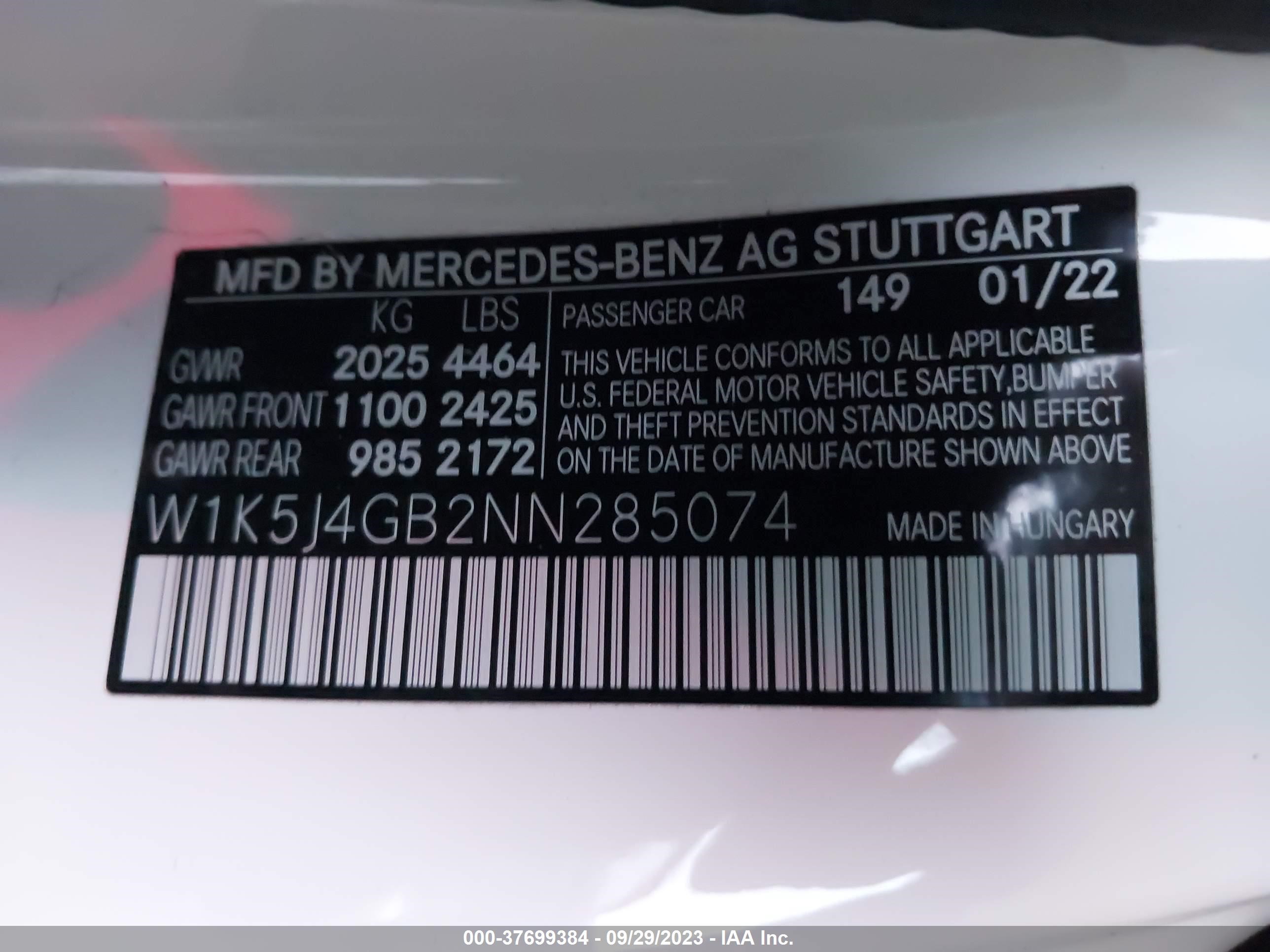 Photo 8 VIN: W1K5J4GB2NN285074 - MERCEDES-BENZ CLA-KLASSE 