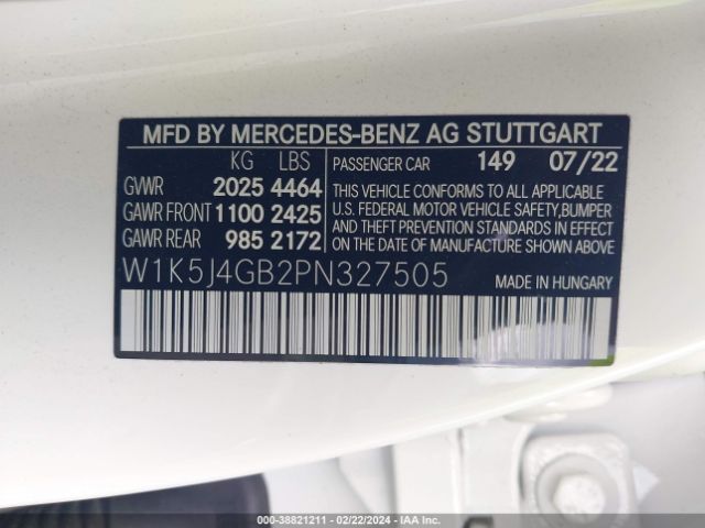 Photo 8 VIN: W1K5J4GB2PN327505 - MERCEDES-BENZ CLA 250 COUPE 