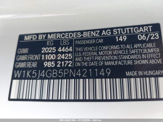 Photo 8 VIN: W1K5J4GB5PN421149 - MERCEDES-BENZ CLA 250 COUPE 