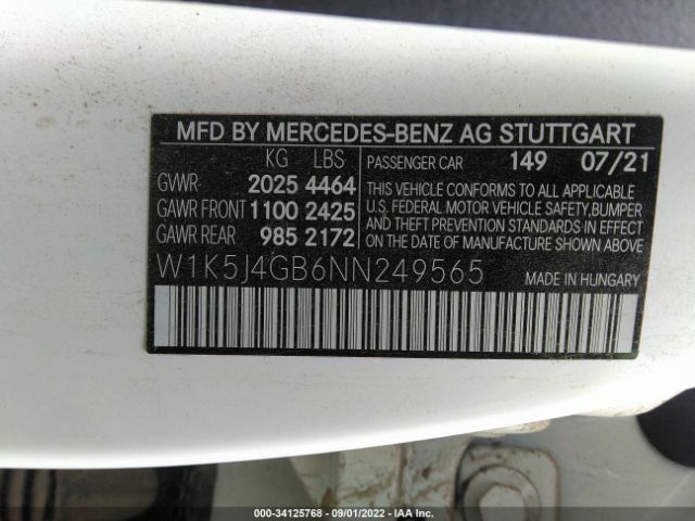 Photo 8 VIN: W1K5J4GB6NN249565 - MERCEDES-BENZ CLA 