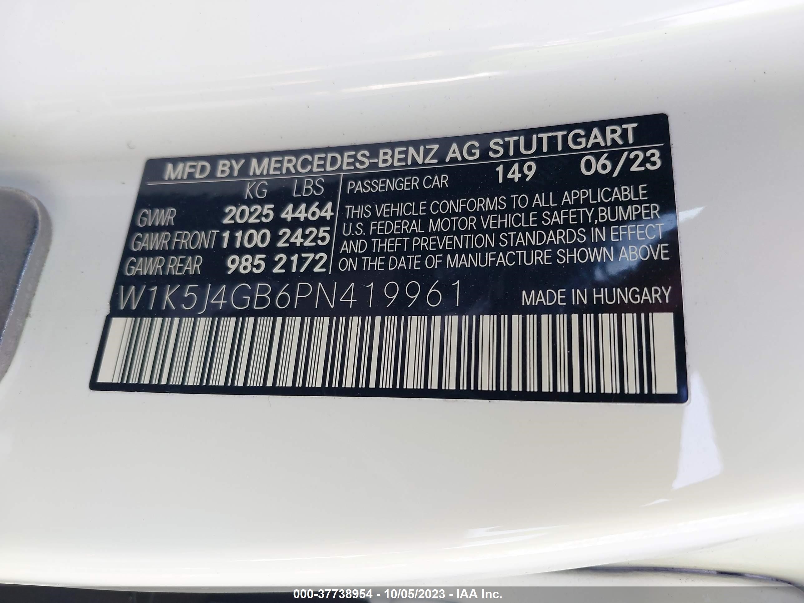 Photo 8 VIN: W1K5J4GB6PN419961 - MERCEDES-BENZ CLA-KLASSE 