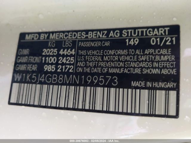 Photo 8 VIN: W1K5J4GB8MN199573 - MERCEDES-BENZ CLA 250 