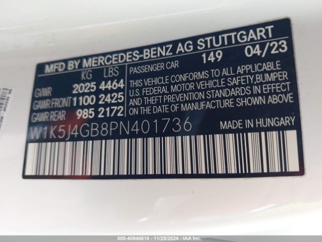 Photo 8 VIN: W1K5J4GB8PN401736 - MERCEDES-BENZ CLA-CLASS 