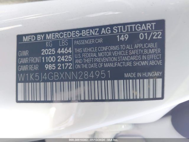 Photo 8 VIN: W1K5J4GBXNN284951 - MERCEDES-BENZ CLA 250 COUPE 