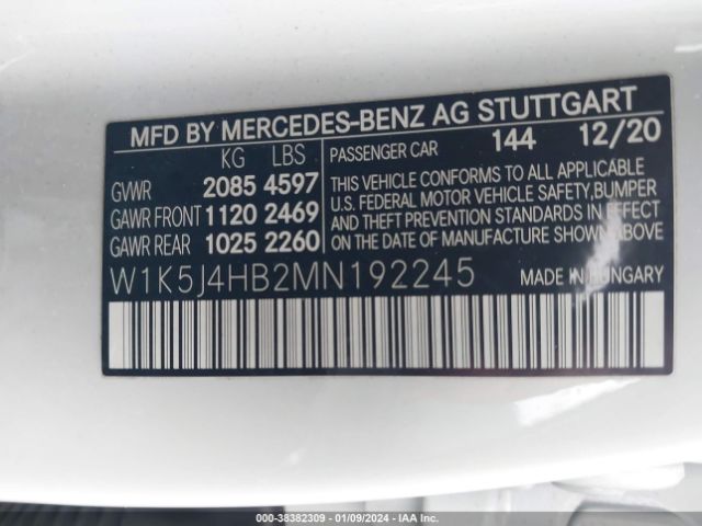 Photo 8 VIN: W1K5J4HB2MN192245 - MERCEDES-BENZ CLA 250 