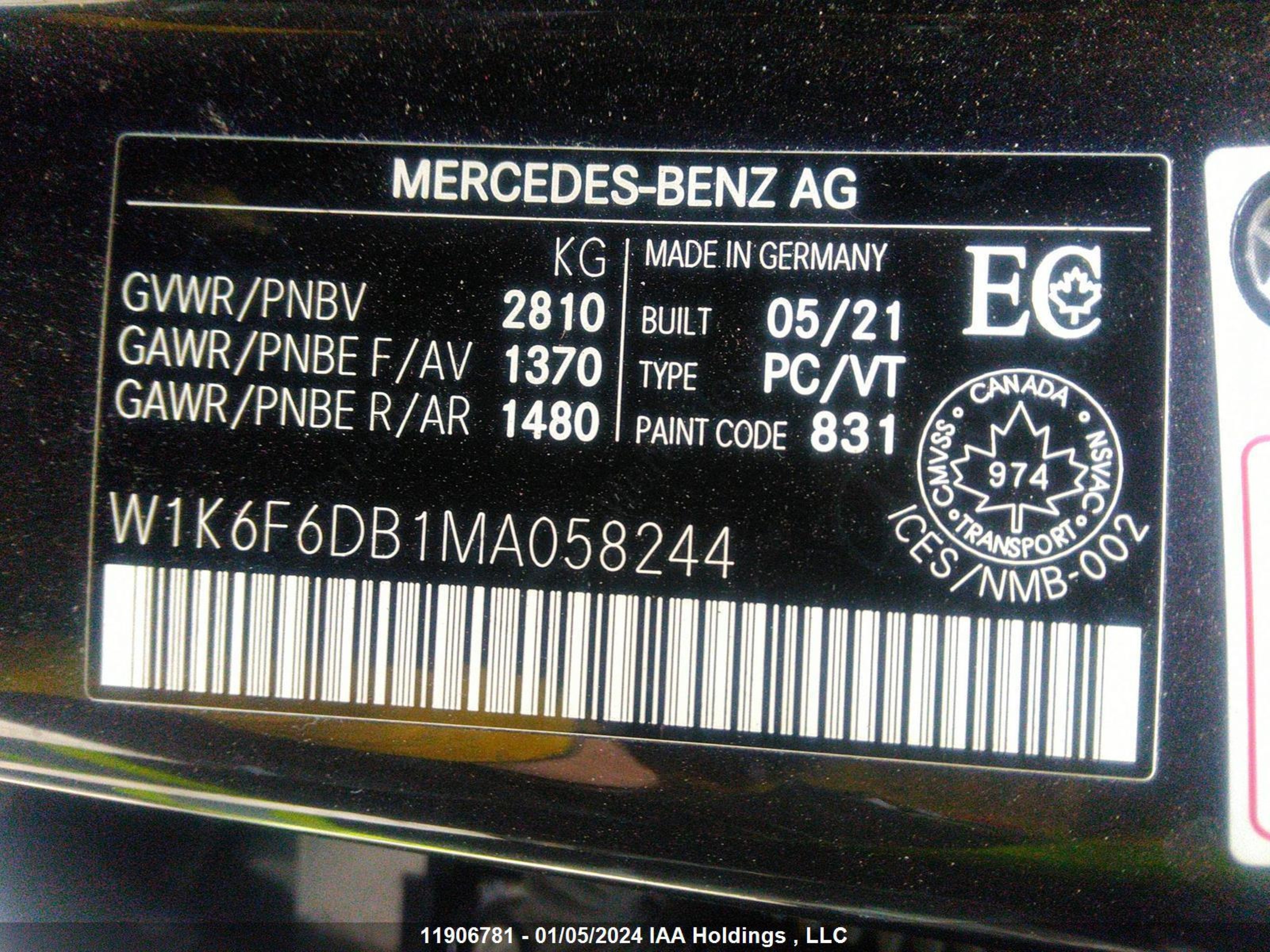 Photo 8 VIN: W1K6F6DB1MA058244 - MERCEDES-BENZ S-KLASSE 