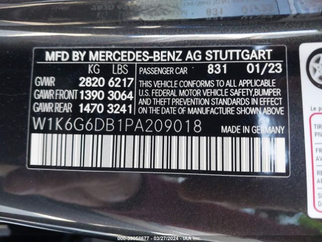 Photo 8 VIN: W1K6G6DB1PA209018 - MERCEDES-BENZ S 500 