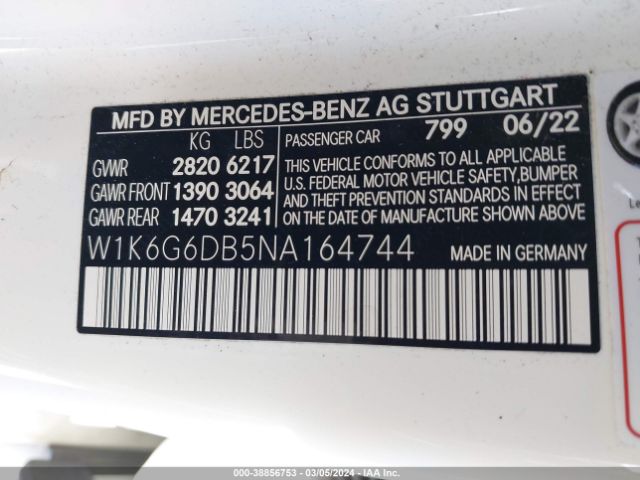 Photo 8 VIN: W1K6G6DB5NA164744 - MERCEDES-BENZ S 500 