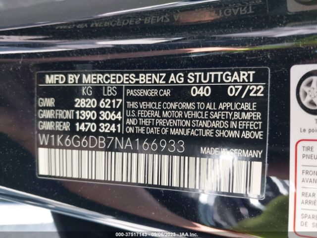 Photo 8 VIN: W1K6G6DB7NA166933 - MERCEDES-BENZ S 500 