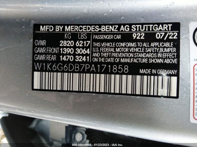 Photo 8 VIN: W1K6G6DB7PA171858 - MERCEDES-BENZ S 500 