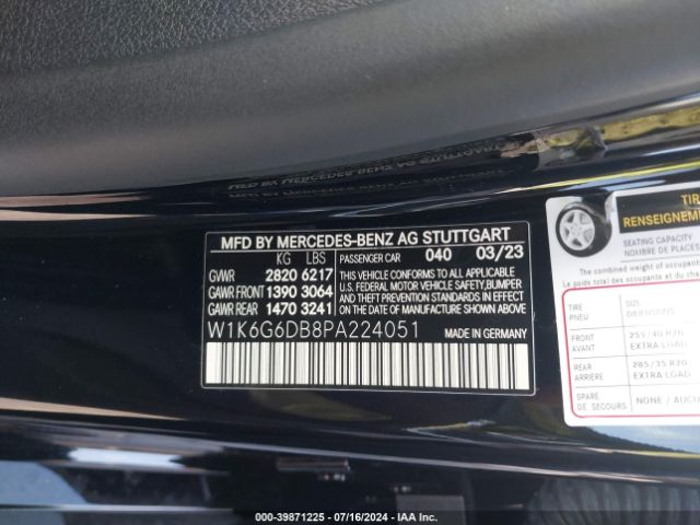 Photo 8 VIN: W1K6G6DB8PA224051 - MERCEDES-BENZ S 500 