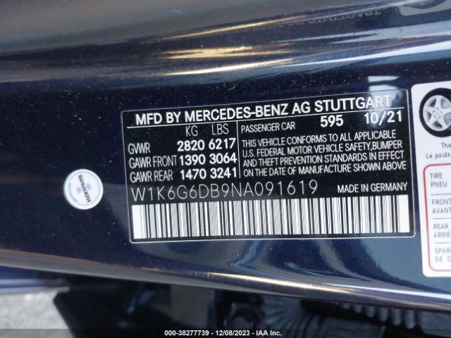 Photo 8 VIN: W1K6G6DB9NA091619 - MERCEDES-BENZ S-CLASS 