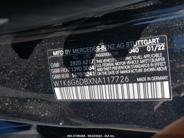 Photo 8 VIN: W1K6G6DBXNA117726 - MERCEDES-BENZ S-CLASS 