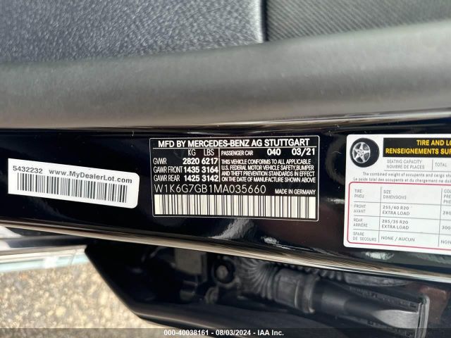 Photo 8 VIN: W1K6G7GB1MA035660 - MERCEDES-BENZ S-CLASS 