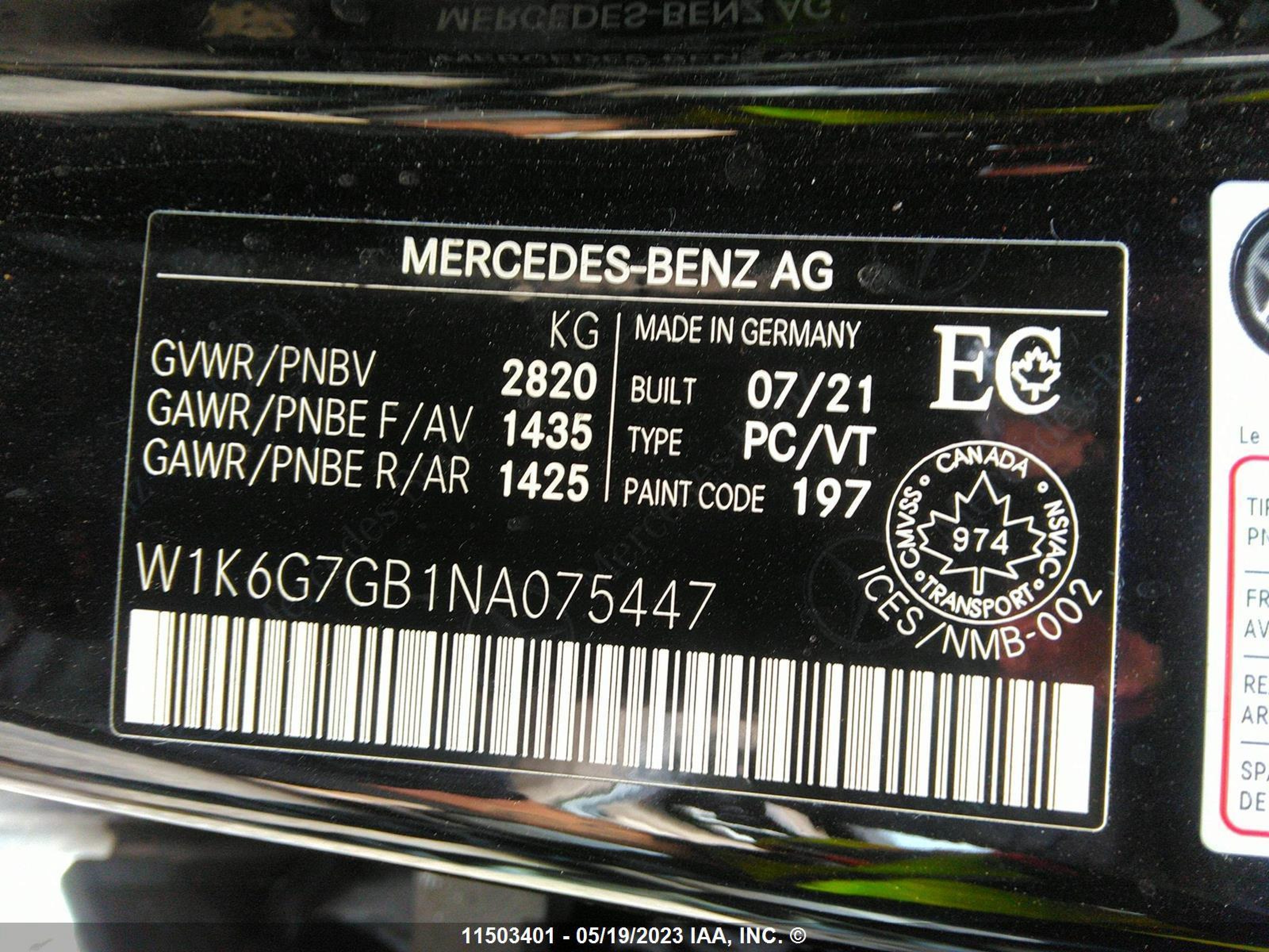 Photo 8 VIN: W1K6G7GB1NA075447 - MERCEDES-BENZ NULL 