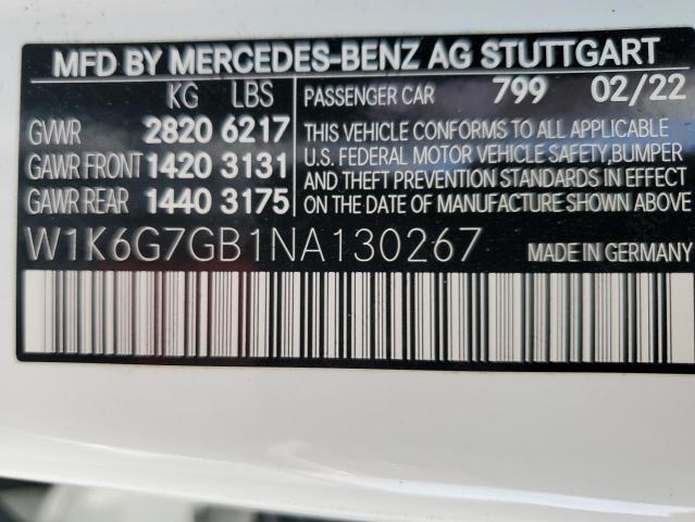 Photo 12 VIN: W1K6G7GB1NA130267 - MERCEDES-BENZ S 580 4MAT 