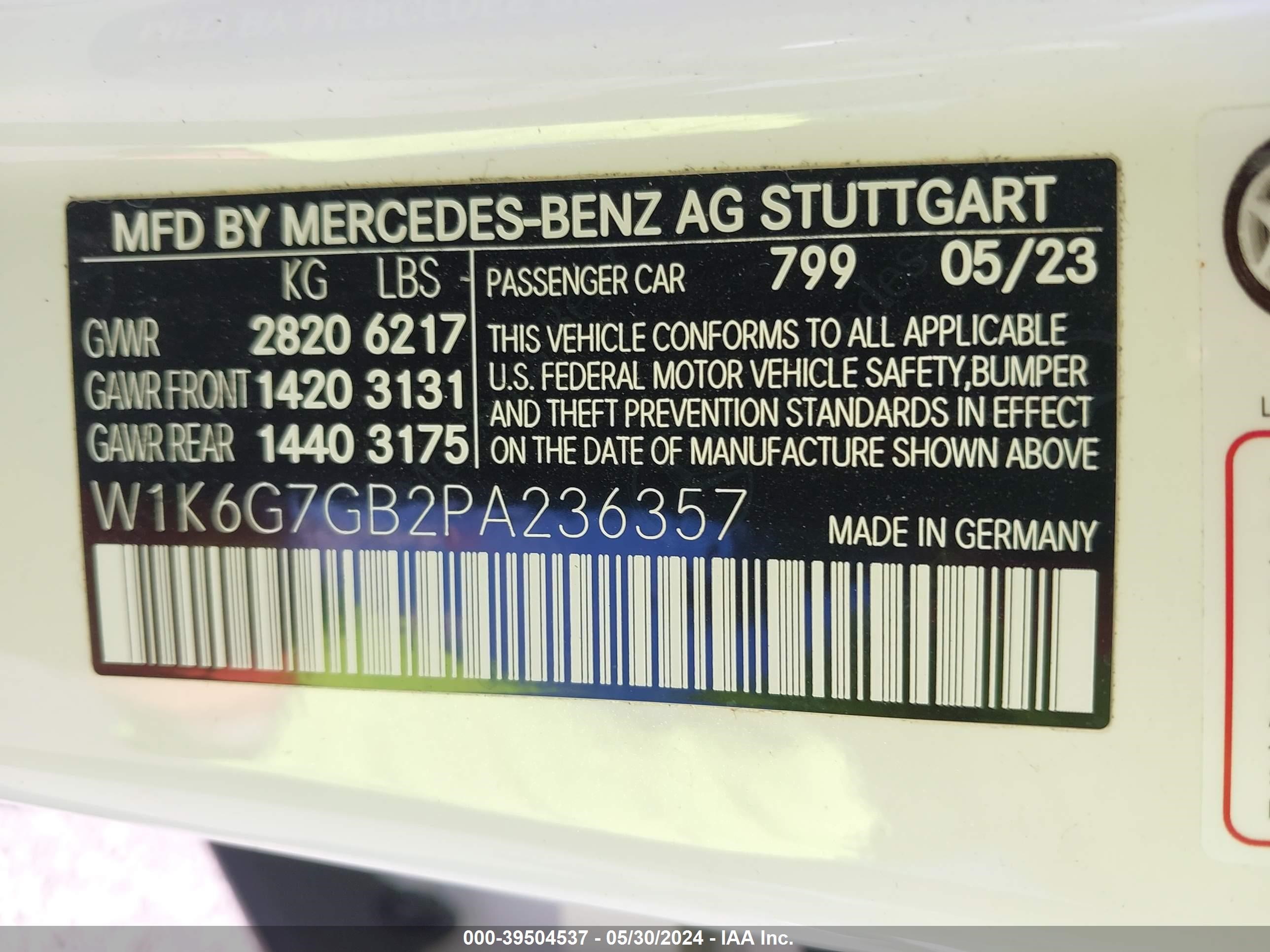 Photo 8 VIN: W1K6G7GB2PA236357 - MERCEDES-BENZ NULL 