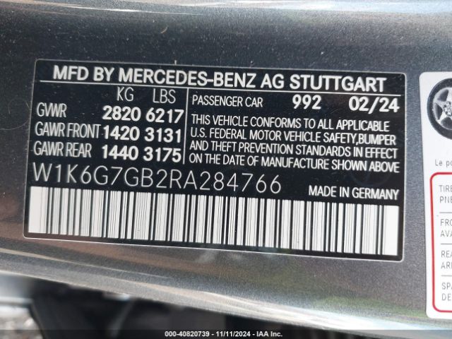 Photo 8 VIN: W1K6G7GB2RA284766 - MERCEDES-BENZ S-CLASS 