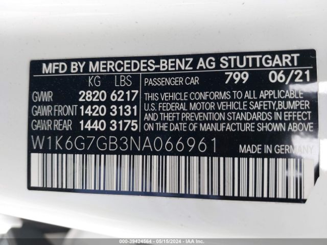 Photo 8 VIN: W1K6G7GB3NA066961 - MERCEDES-BENZ S 580 