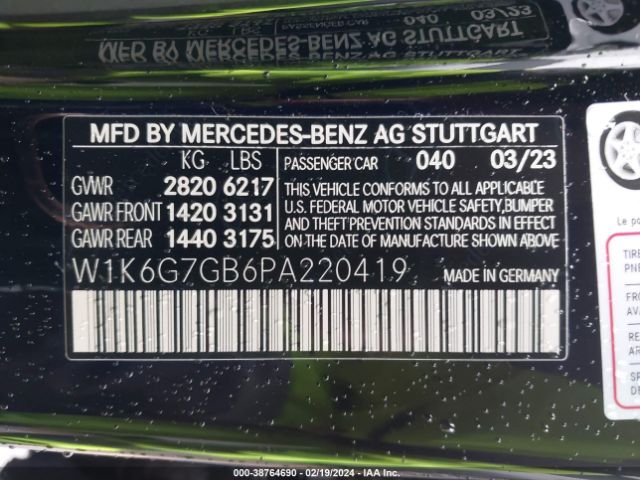 Photo 8 VIN: W1K6G7GB6PA220419 - MERCEDES-BENZ S 580 