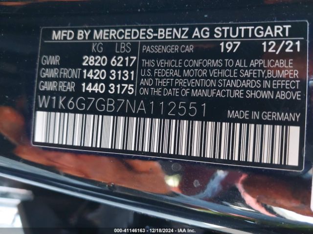 Photo 8 VIN: W1K6G7GB7NA112551 - MERCEDES-BENZ S-CLASS 