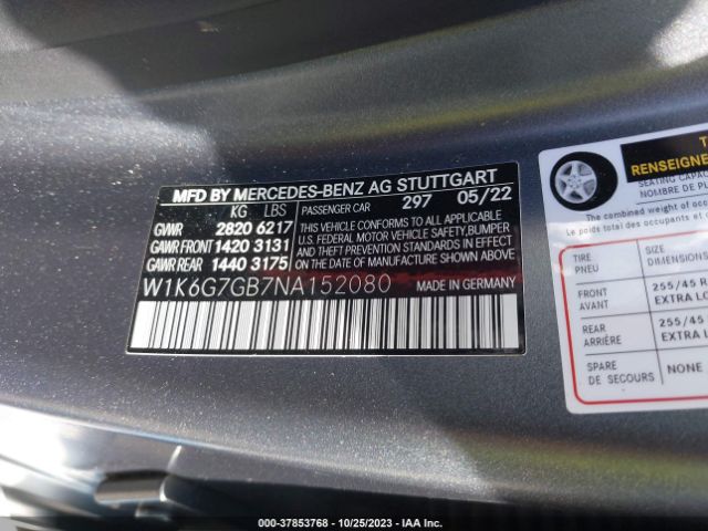 Photo 8 VIN: W1K6G7GB7NA152080 - MERCEDES-BENZ S 580 