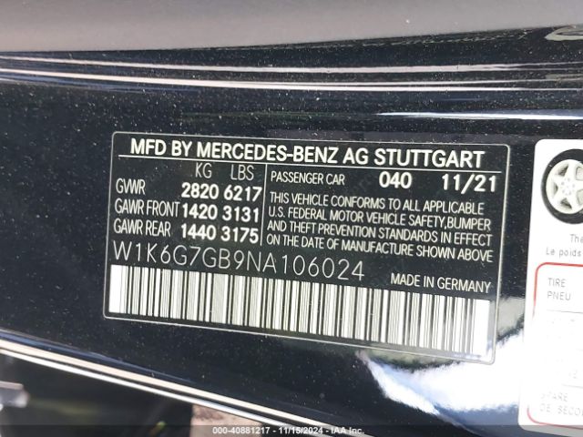 Photo 8 VIN: W1K6G7GB9NA106024 - MERCEDES-BENZ S-CLASS 